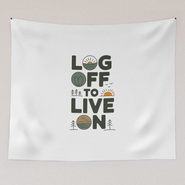 Item preview, Log Off to Live On Design | Minimalist Nature Badge Graphic Digital Detox | Outdoors Wellness Gift designed and sold by pixelpopplanet.