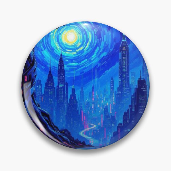Item preview, Twisted Tree & Neon Skyline – van Gogh vibes in surreal fusion of nature & futuristic city lights designed and sold by FotoworldEdel.
