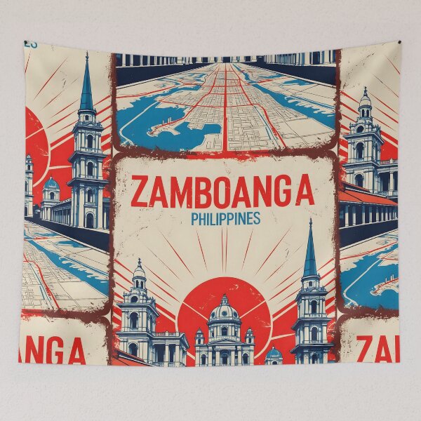 Item preview, Zamboanga Philippines 1950s Retro Vintage Distressed Poster Tourism designed and sold by TravelersGems.