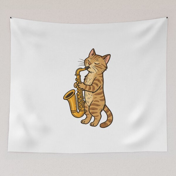 Item preview, Musical Tabby Playing Saxophone designed and sold by luckyyouth.