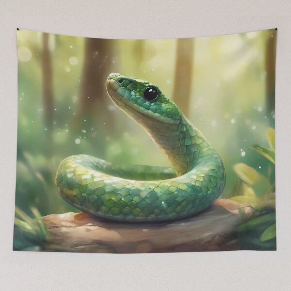 Item preview, Green Snake in Forest designed and sold by CalmnessbyChoice.