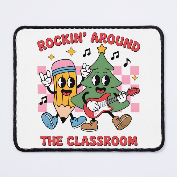 Item preview, Rockin’ Around the Classroom – Cute Cartoon Pencil & Christmas Tree Design designed and sold by Snifferius.