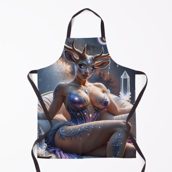 Item preview, Celestial Deer Goddess - Cosmic Antler Queen on Crystal Throne designed and sold by AiDigitalSanctum.