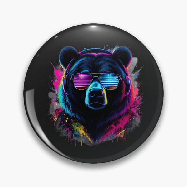Artikelvorschau, Dunkler Neonbär – Intensives Leuchten | Ausdrucksstarkes Neonbär-DJ-Design entworfen und verkauft von ColorSplash123.