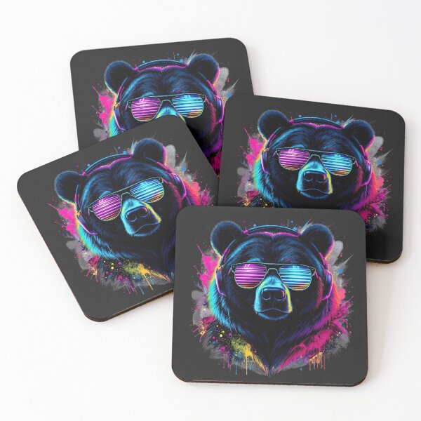 Item preview, Dark Neon Bear – Intense Glow | Powerful Neon Bear DJ Design designed and sold by ColorSplash123.
