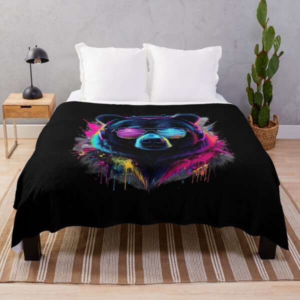 Item preview, Dark Neon Bear – Intense Glow | Powerful Neon Bear DJ Design designed and sold by ColorSplash123.