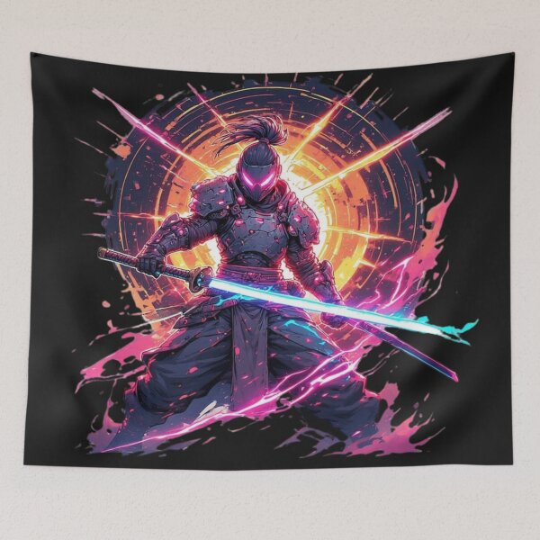 Item preview, Cyberpunk Warrior Holding a Samurai Katana designed and sold by SweetRossel.