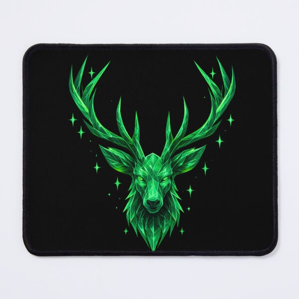 Item preview, Neon Green Geometric Deer | Crystal Stag Head | Glowing Animal Design designed and sold by GoldenDreamGallery.