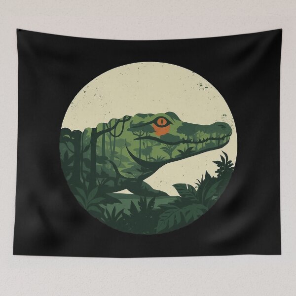 Item preview, Double Exposure Amazon Caiman Crocodile designed and sold by CANDO ART STORE.