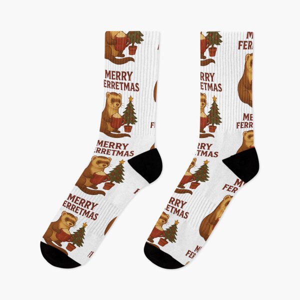 Item preview, Merry Ferretmas – Cute Cozy Ferret Christmas Design | Funny Ferret Holiday Gift designed and sold by BrainBubbleArt.