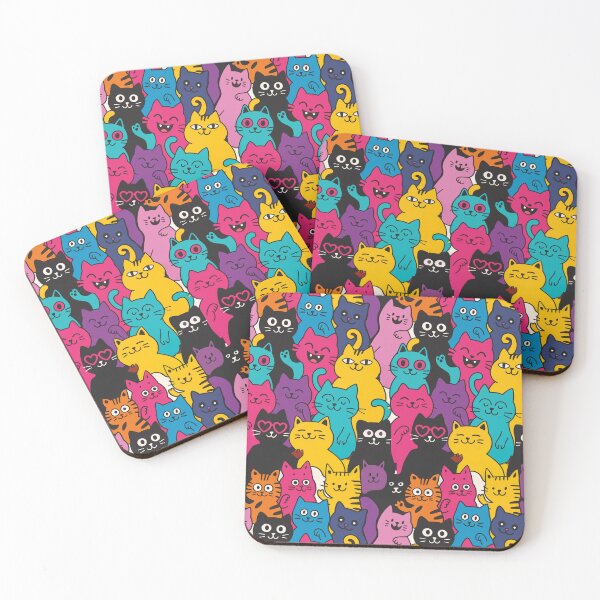 Item preview, Seamless Vibrant Cat Doodle Pattern designed and sold by Nope Cats.