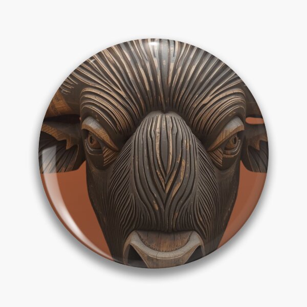 Item preview, Ancestral Control Bull Wood Carving Identity Symbolic Art designed and sold by SavannaStrikes.