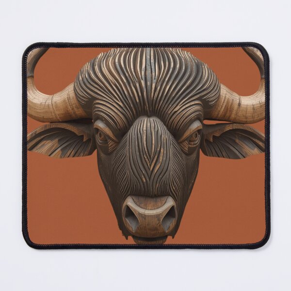 Item preview, Ancestral Control Bull Wood Carving Identity Symbolic Art designed and sold by SavannaStrikes.