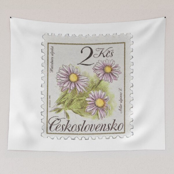 Item preview, Czechoslovakia Aster Alpinus Flower Postage Stamp designed and sold by red-amber65.