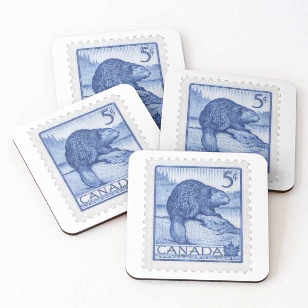 Item preview, Canada Beaver Blue Vintage Postage Stamp designed and sold by red-amber65.