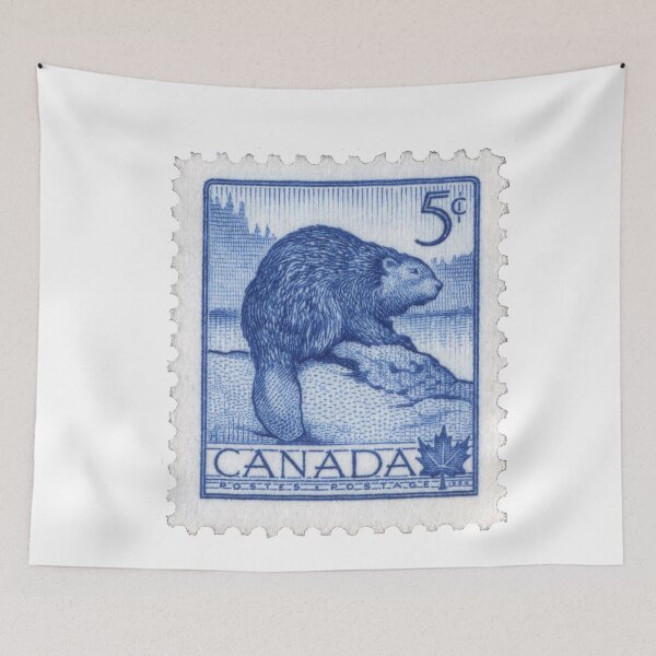 Item preview, Canada Beaver Blue Vintage Postage Stamp designed and sold by red-amber65.