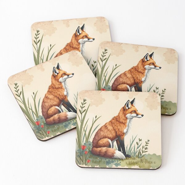 Item preview, Red Fox and Tulips designed and sold by CalmnessbyChoice.