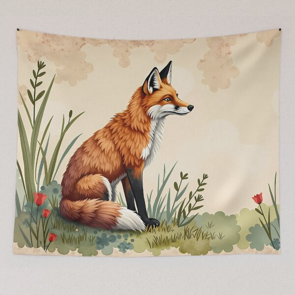 Item preview, Red Fox and Tulips designed and sold by CalmnessbyChoice.