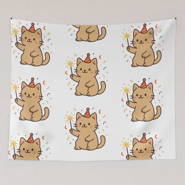 Item preview, Cat with Sparkler – Cute New Year Celebration Cat designed and sold by Confuzz1ed.