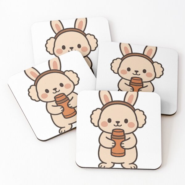 Item preview, Rabbit Holding Thermos – Cute Cozy Winter Bunny designed and sold by Confuzz1ed.