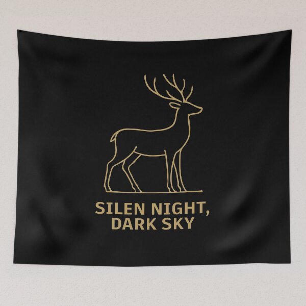 Item preview, Minimalist Gold Deer Line Art – Elegant Winter Stag Illustration | “Silent Night, Dark Sky” Holiday Design designed and sold by BrainBubbleArt.
