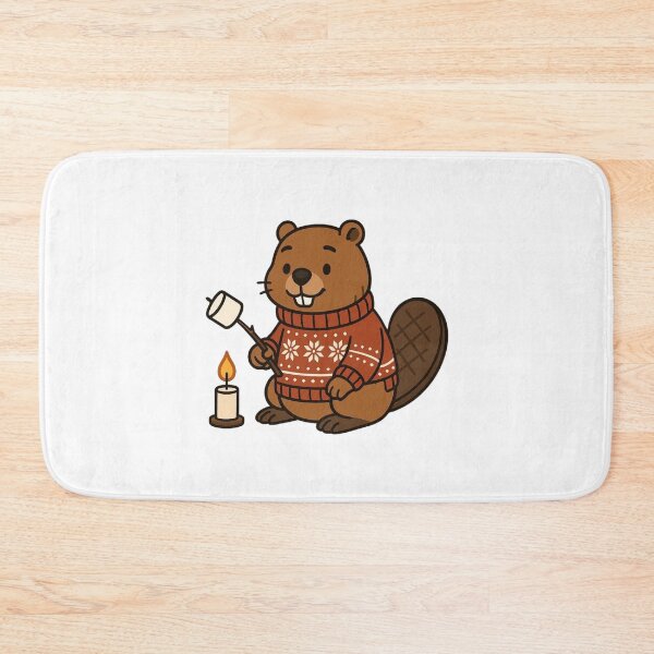 Item preview, Beaver Roasting Marshmallow – Cute Winter Beaver designed and sold by Confuzz1ed.