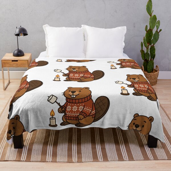 Item preview, Beaver Roasting Marshmallow – Cute Winter Beaver designed and sold by Confuzz1ed.