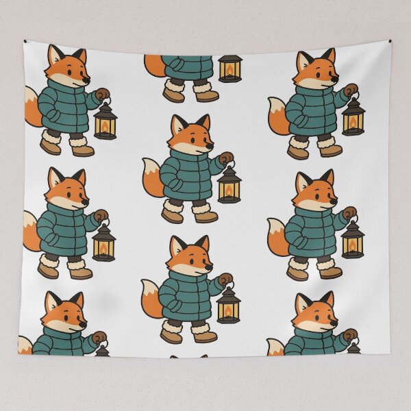 Item preview, Fox Carrying Lantern – Cozy Winter Fox designed and sold by Confuzz1ed.