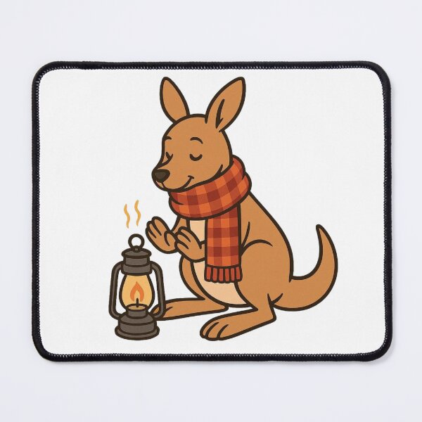 Item preview, Kangaroo Warming Up with Lantern – Cozy Winter Kangaroo designed and sold by Confuzz1ed.