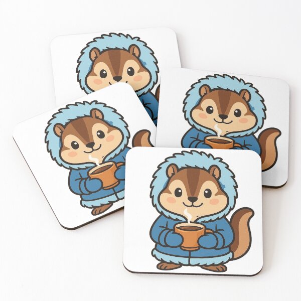 Item preview, Chipmunk in Parka with Hot Tea – Cozy Winter Chipmunk designed and sold by Confuzz1ed.