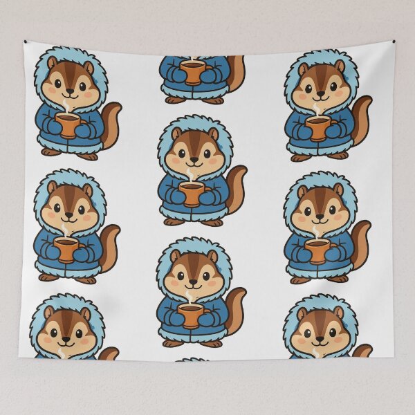 Item preview, Chipmunk in Parka with Hot Tea – Cozy Winter Chipmunk designed and sold by Confuzz1ed.