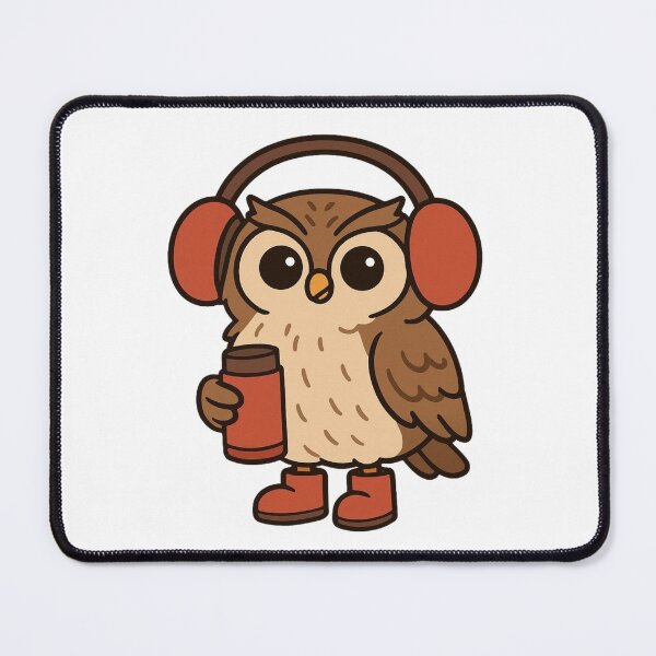 Item preview, Owl Holding Thermos – Cute Winter Owl designed and sold by Confuzz1ed.