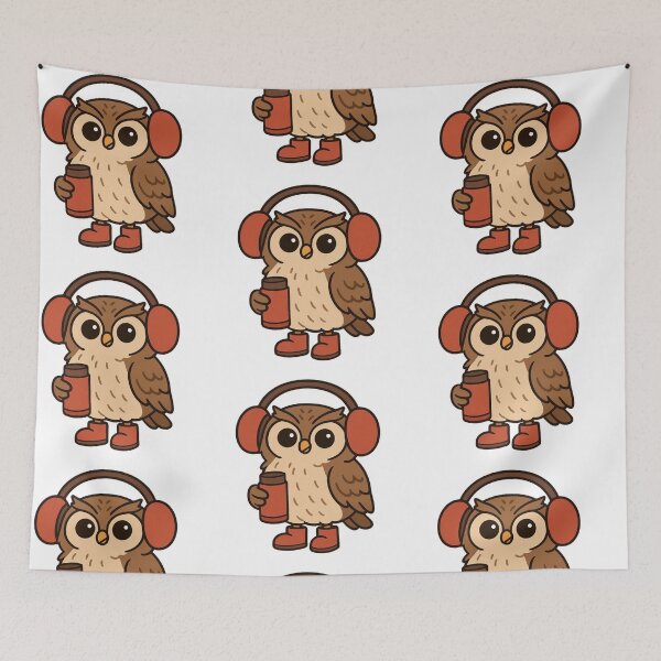 Item preview, Owl Holding Thermos – Cute Winter Owl designed and sold by Confuzz1ed.