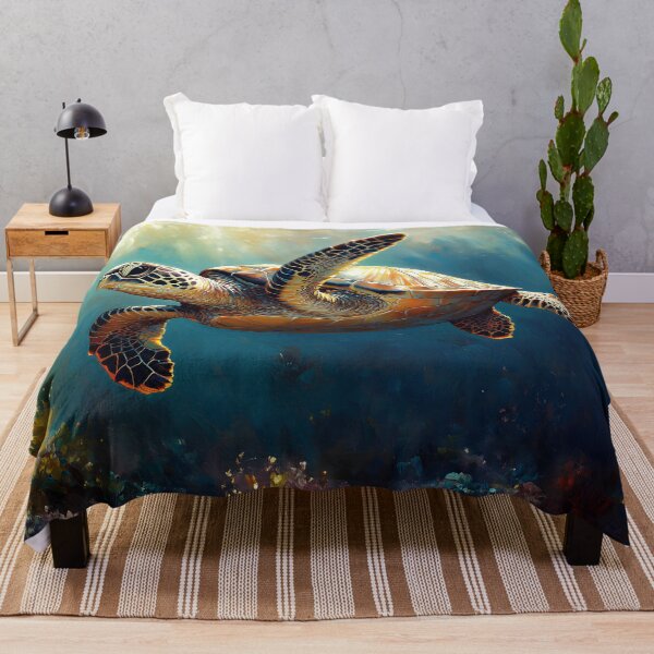 Item preview, Sea Turtle Series – Sunlit Reef Drift Painting designed and sold by CuongArtLab.
