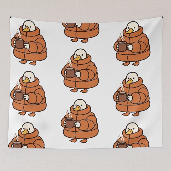 Item preview, Duck in Puffy Coat with Hot Chocolate – Cozy Winter Duck designed and sold by Confuzz1ed.