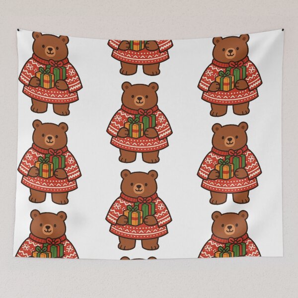 Item preview, Bear with Christmas Gifts – Festive Holiday Bear designed and sold by Confuzz1ed.