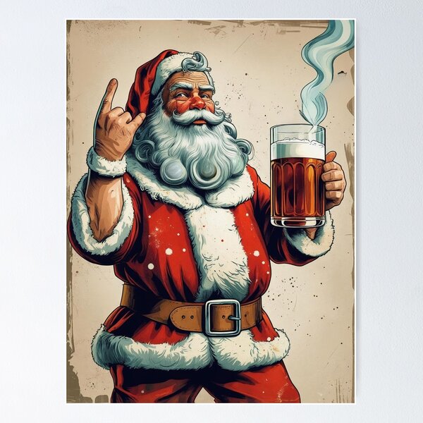 Item preview, Santa Claus Rocks with Beer - Merry Christmas designed and sold by RSDigitalPrintDesign.