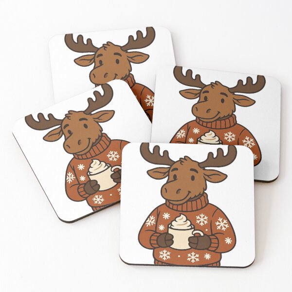 Item preview, Moose with Hot Chocolate – Cozy Christmas Moose designed and sold by Confuzz1ed.