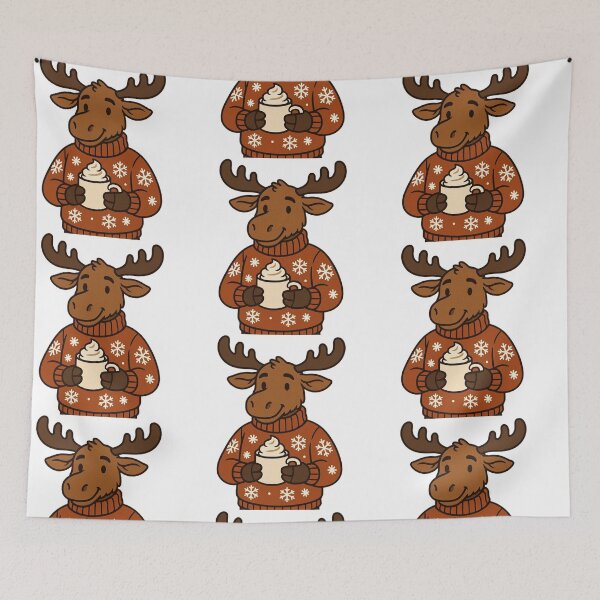 Item preview, Moose with Hot Chocolate – Cozy Christmas Moose designed and sold by Confuzz1ed.