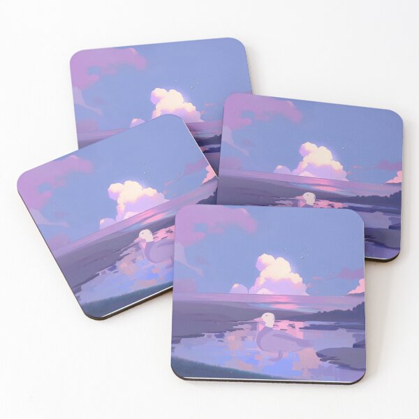 Item preview, Aesthetic Lofi Sunset Seascape with Duck Illustration | Dreamy Pastel Landscape Art designed and sold by menna-mohamed.