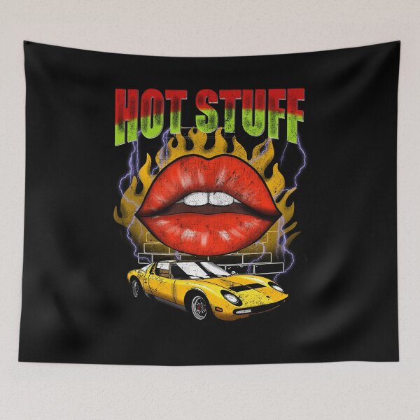 Item preview, HOT STUFF - Modern Muscle Car, Flaming Horsepower & Skyline Tee designed and sold by Echala.