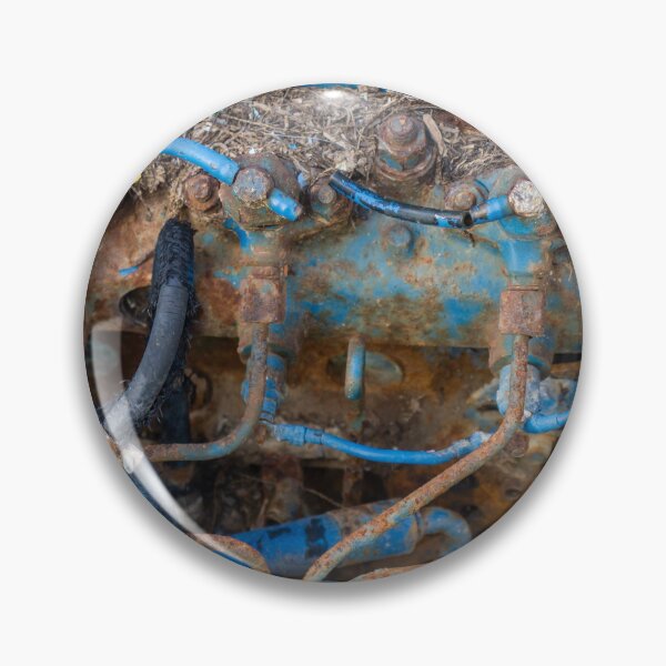 Item preview, Rusty Blue Mechanical Engine Component with Hoses and Connectors in Close-Up View designed and sold by Nmallia.
