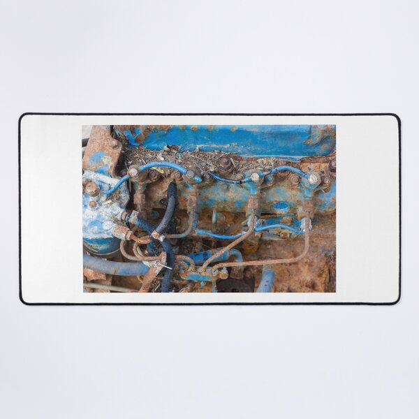 Item preview, Rusty Blue Mechanical Engine Component with Hoses and Connectors in Close-Up View designed and sold by Nmallia.