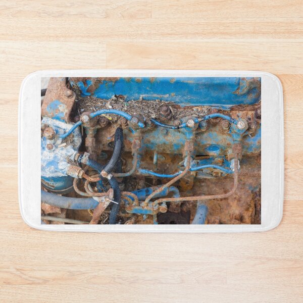 Item preview, Rusty Blue Mechanical Engine Component with Hoses and Connectors in Close-Up View designed and sold by Nmallia.
