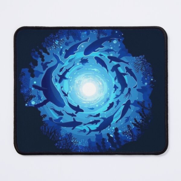 Item preview, Drawing of Ocean Life Swirling in Deep Blue designed and sold by NivyasArtistry.