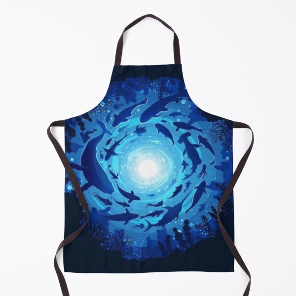 Item preview, Drawing of Ocean Life Swirling in Deep Blue designed and sold by NivyasArtistry.