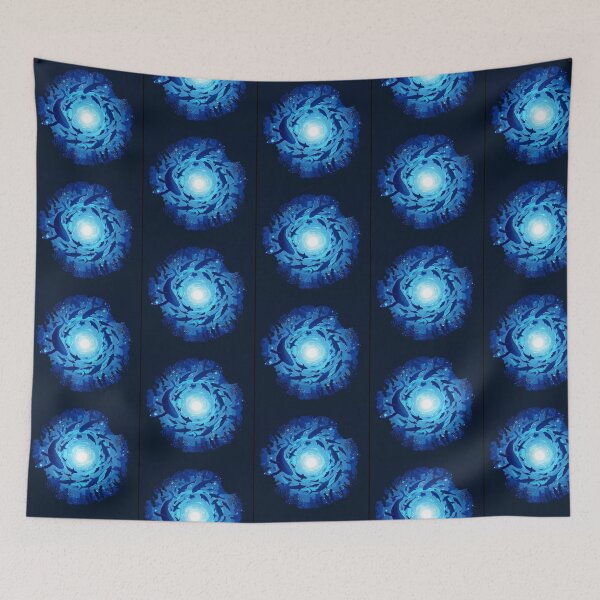 Item preview, Drawing of Ocean Life Swirling in Deep Blue  designed and sold by NivyasArtistry.