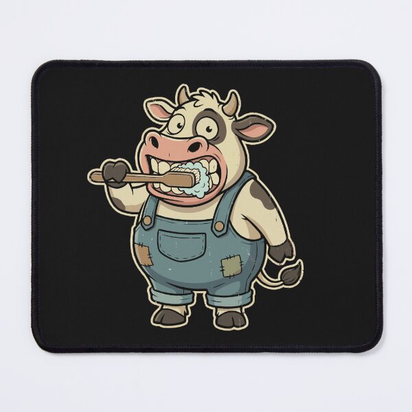 Item preview, Funny Cow Brushing Teeth – Cute Cartoon Farm Animal Illustration designed and sold by Royalsticker.