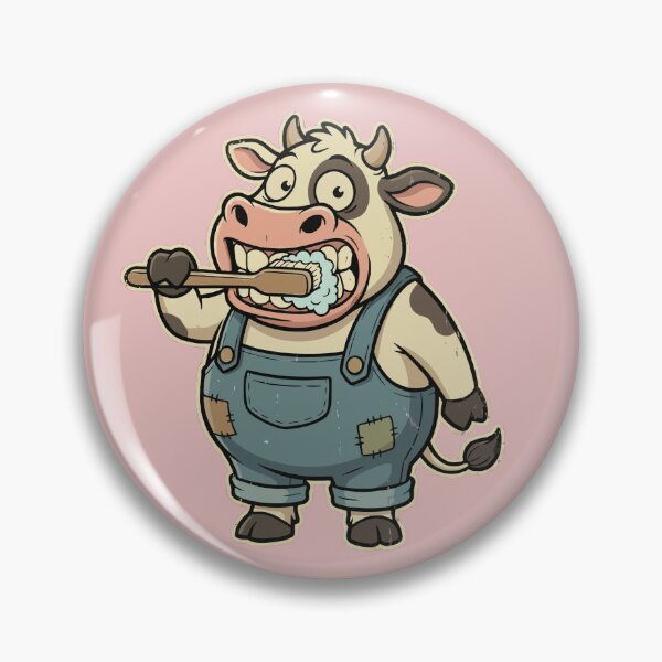 Item preview, Funny Cow Brushing Teeth – Cute Cartoon Farm Animal Illustration designed and sold by Royalsticker.