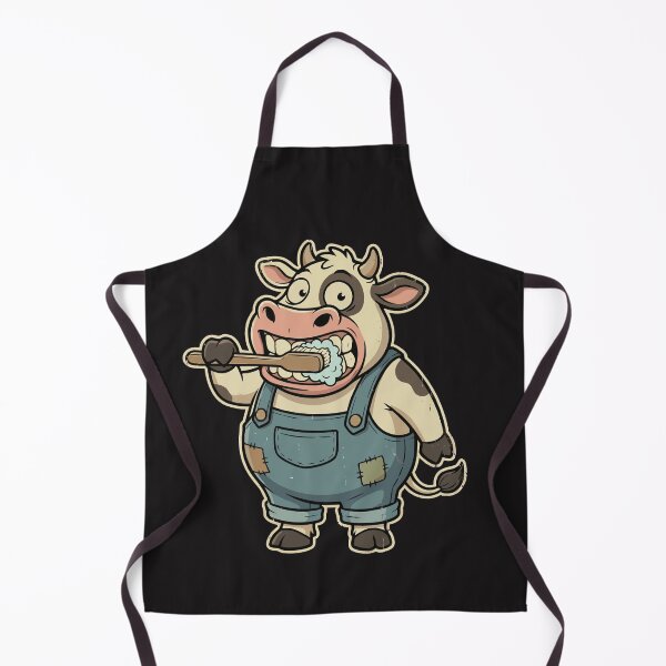 Item preview, Funny Cow Brushing Teeth – Cute Cartoon Farm Animal Illustration designed and sold by Royalsticker.